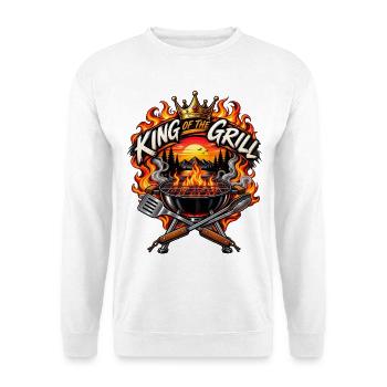 Hobby Leidenschaft Grill King of the Grill grillen - Unisex Pullover - Weiß - Vorne - Alina (178cm) & Michal (187cm)
