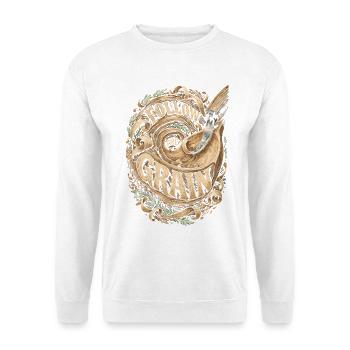 Holzschnitzerei Schnitzen Follow The Grain - Unisex Pullover - Weiß - Vorne - Alina (178cm) & Michal (187cm)