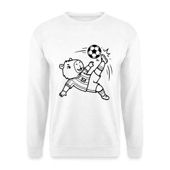 Niedliche Capybara-Fußballspieler-Übersicht - Unisex Pullover - Weiß - Vorne - Alina (178cm) & Michal (187cm)