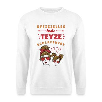 Beste Teyze Schlafshirt Beste Tante Geschenk - Unisex Pullover - Weiß - Vorne - Alina (178cm) & Michal (187cm)