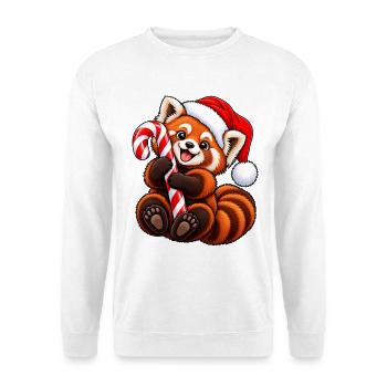 Roter Panda mit Weihnachtsmütze & Zucker - Unisex Pullover - Weiß - Vorne - Alina (178cm) & Michal (187cm)