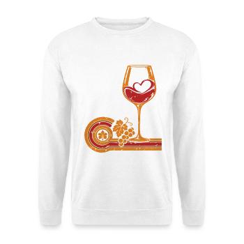 Weinliebhaber Weinglas Rotweinherz - Unisex Pullover - Weiß - Vorne - Alina (178cm) & Michal (187cm)