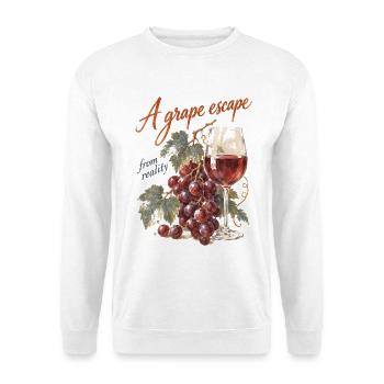 Weinliebhaber: Ein Traubenentkommen Rotwein - Unisex Pullover - Weiß - Vorne - Alina (178cm) & Michal (187cm)