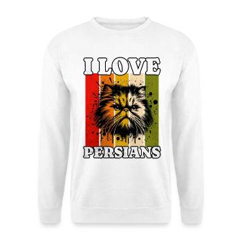 I Love Persian Cat - Unisex Pullover - Weiß - Vorne - Alina (178cm) & Michal (187cm)