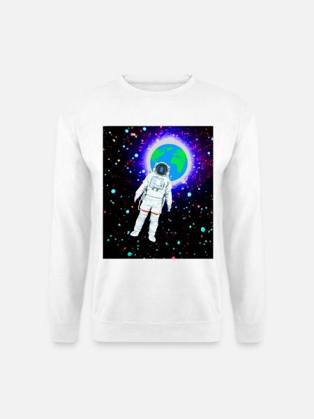 Astronaut im kosmischen Erdglanz - Unisex Pullover - Weiß