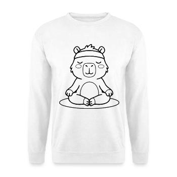 Niedliches Kapybara Yoga Meditation Zen Süßes Tier - Unisex Pullover - Weiß - Vorne - Alina (178cm) & Michal (187cm)