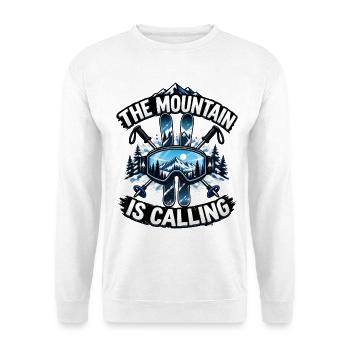 Skifahren The mountain is calling Apres-Ski - Unisex Pullover - Weiß - Vorne - Alina (178cm) & Michal (187cm)
