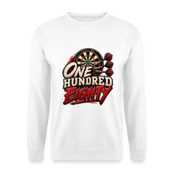 Dart Dartspieler One hundred eighty Dartscheibe - Unisex Pullover - Weiß - Vorne - Alina (178cm) & Michal (187cm)