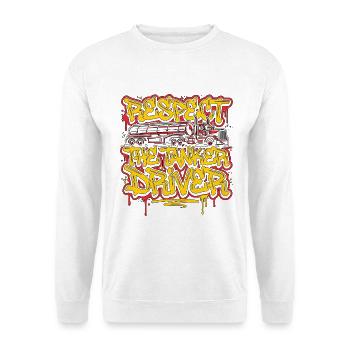 Tank Driver Respect The Tanker Driver Fuel Hauler - Unisex Pullover - Weiß - Vorne - Alina (178cm) & Michal (187cm)