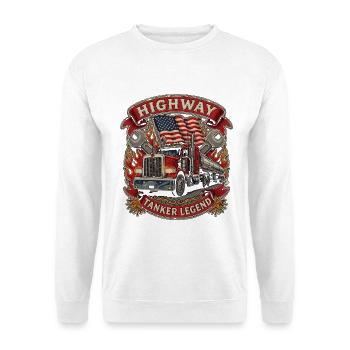 Tank Driver Highway Tanker Legend Transport Expert - Unisex Pullover - Weiß - Vorne - Alina (178cm) & Michal (187cm)