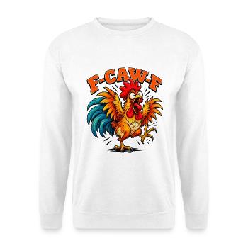 Funny F-CAW-F Crazy Rooster Retro Chicken - Unisex Pullover - Weiß - Vorne - Alina (178cm) & Michal (187cm)