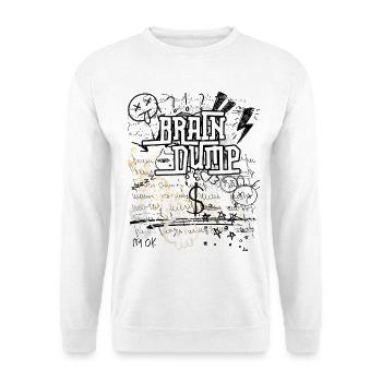 BrainDump Graffiti Doodle - Unisex Pullover - Weiß - Vorne - Alina (178cm) & Michal (187cm)