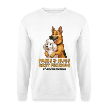 Paws & Hugs Best Friends Hunde Schäferhund Pudel   - Unisex Pullover - Weiß - Vorne - Alina (178cm) & Michal (187cm)