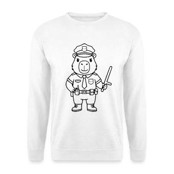 Süßer Capybara-Offizier Lustiger Polizei-Capybara-Geschenk - Unisex Pullover - Weiß - Vorne - Alina (178cm) & Michal (187cm)