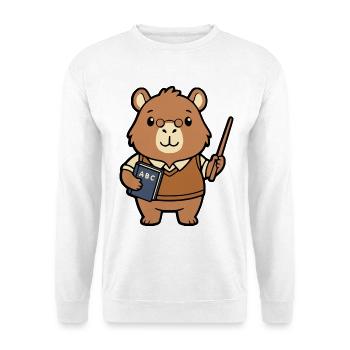 Niedliche Kapybara-Lehrerin, süßes Tier zurück in die Schule - Unisex Pullover - Weiß - Vorne - Alina (178cm) & Michal (187cm)