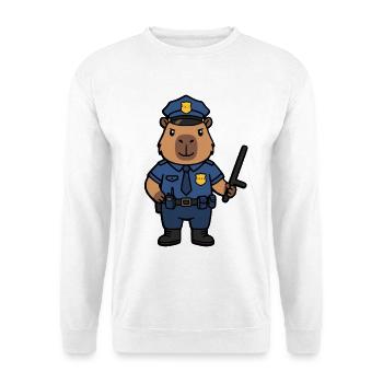 Süßer Capybara-Polizist Ästhetischer Niedlicher Nagetier - Unisex Pullover - Weiß - Vorne - Alina (178cm) & Michal (187cm)