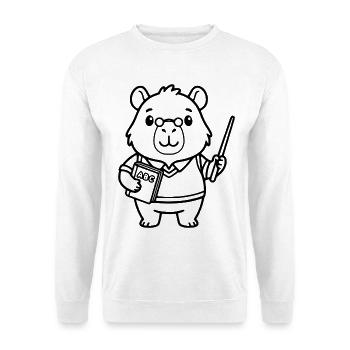 Niedliche Capybara-Lehrer-Gliederung - Unisex Pullover - Weiß - Vorne - Alina (178cm) & Michal (187cm)