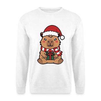 Niedliche Capybara-Weihnachtsmütze mit Weihnachtsmann-Hut-Geschenkbox - Unisex Pullover - Weiß - Vorne - Alina (178cm) & Michal (187cm)