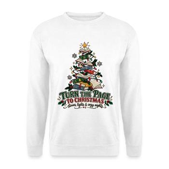 Turn the Page to Christmas – Bücherweihnacht - Unisex Pullover - Weiß - Vorne - Alina (178cm) & Michal (187cm)