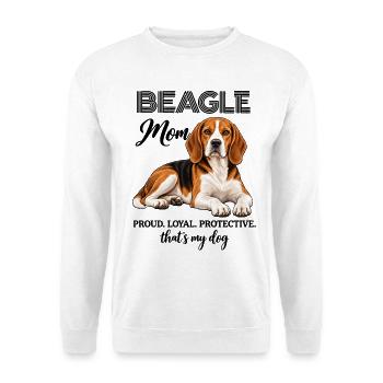 Beagle Mom Proud Loyal Protective Hundemama - Unisex Pullover - Weiß - Vorne - Alina (178cm) & Michal (187cm)