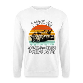 Lustige Norwegische Waldkatze - Unisex Pullover - Weiß - Vorne - Alina (178cm) & Michal (187cm)