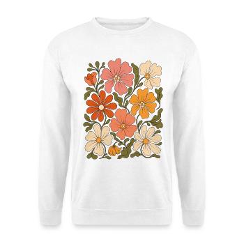 Retro Blumenmuster - Unisex Pullover - Weiß - Vorne - Alina (178cm) & Michal (187cm)
