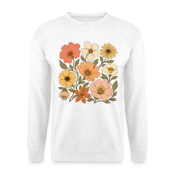 Wildblumenstrauß Botanische Kunst - Unisex Pullover - Weiß - Vorne - Alina (178cm) & Michal (187cm)