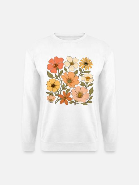 Wildblumenstrauß Botanische Kunst - Unisex Pullover - Weiß