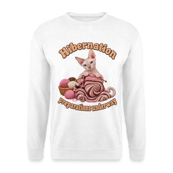 Winterschlaf Sphynx - Unisex Pullover - Weiß - Vorne - Alina (178cm) & Michal (187cm)