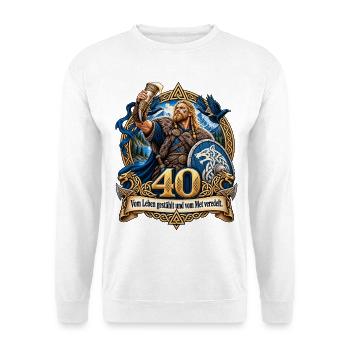 40.Geburtstag - Unisex Pullover - Weiß - Vorne - Alina (178cm) & Michal (187cm)