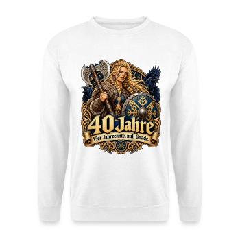 40.Geburtstag - Unisex Pullover - Weiß - Vorne - Alina (178cm) & Michal (187cm)