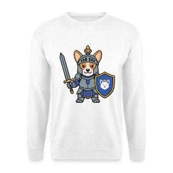 Süßer Corgi Paladin Hund Süßes RPG Gamer Fantasy Geschenk - Unisex Pullover - Weiß - Vorne - Alina (178cm) & Michal (187cm)