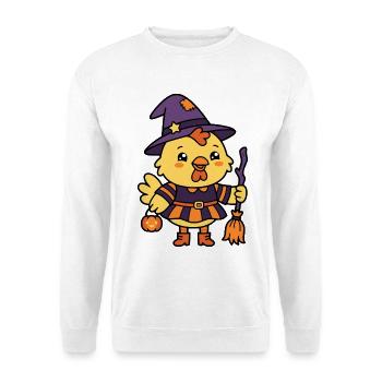 Niedliche Huhn-Hexe Halloween-Magie-Henne - Unisex Pullover - Weiß - Vorne - Alina (178cm) & Michal (187cm)