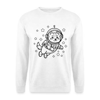 Niedliche Corgi-Astronauten-Gliederung Kawaii Space Dog - Unisex Pullover - Weiß - Vorne - Alina (178cm) & Michal (187cm)