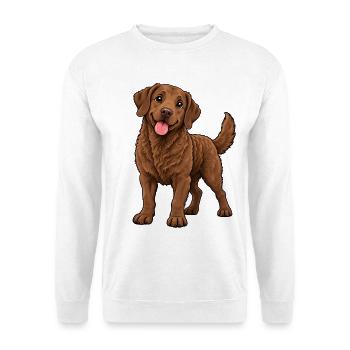 Chesapeake Bay Retriever Kawaii Style – Süßer Hund - Unisex Pullover - Weiß - Vorne - Alina (178cm) & Michal (187cm)