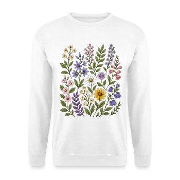 Pastel Wildflowers Daisy Bellflower - Unisex Pullover - Weiß - Vorne - Alina (178cm) & Michal (187cm)