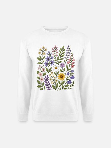 Pastel Wildflowers Daisy Bellflower - Unisex Pullover - Weiß