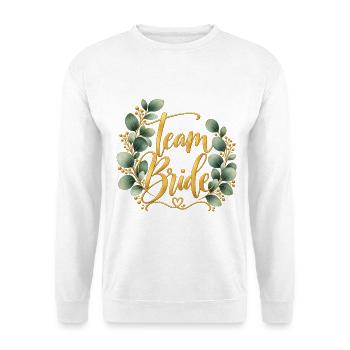 JGA Team Bride Braut Junggesellinnenabschied  - Unisex Pullover - Weiß - Vorne - Alina (178cm) & Michal (187cm)