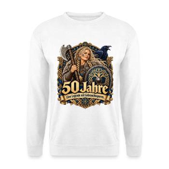 50.Geburtstag Schildmaid - Unisex Pullover - Weiß - Vorne - Alina (178cm) & Michal (187cm)