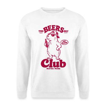 Rotes Capybara Bierclub – Sip Slow, Club More - Unisex Pullover - Weiß - Vorne - Alina (178cm) & Michal (187cm)
