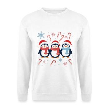 Drei Pinguine Weihnachten Süß - Unisex Pullover - Weiß - Vorne - Alina (178cm) & Michal (187cm)