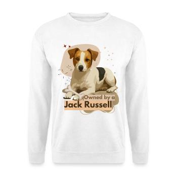 Jack Russell Treue Hundemotiv - Unisex Pullover - Weiß - Vorne - Alina (178cm) & Michal (187cm)