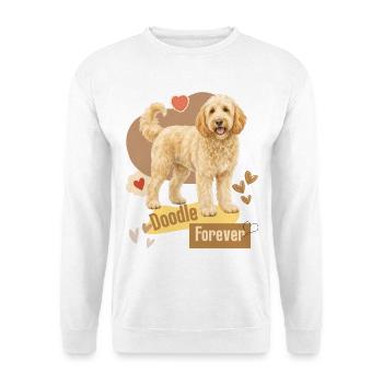 Doodle Hund Forever Herzchen - Unisex Pullover - Weiß - Vorne - Alina (178cm) & Michal (187cm)