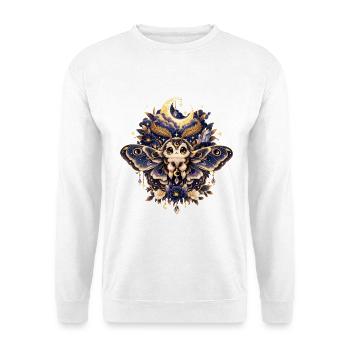 Mondblauer Nachtfalter mit Juwelen - Unisex Pullover - Weiß - Vorne - Alina (178cm) & Michal (187cm)