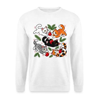 Weihnachtskatzen-Chaos - Unisex Pullover - Weiß - Vorne - Alina (178cm) & Michal (187cm)