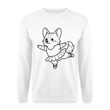 Süßes Corgi-Ballerina-Tanzen Süßes Hundeliebhaber-Geschenk - Unisex Pullover - Weiß - Vorne - Alina (178cm) & Michal (187cm)