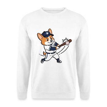 Süßer Corgi-Hund spielt Baseball, Sportliebhaber - Unisex Pullover - Weiß - Vorne - Alina (178cm) & Michal (187cm)