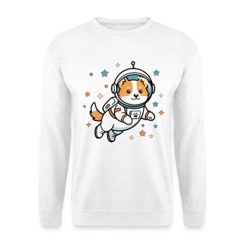 Süßes Corgi-Astronauten-Weltraumhund Süßes Ästhetisches Geschenk - Unisex Pullover - Weiß - Vorne - Alina (178cm) & Michal (187cm)