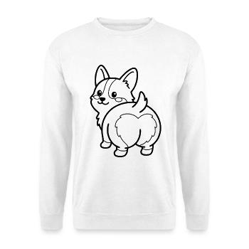 Niedliche Corgi-Po-Umrissung Lustige Hundeliebhaber-Ästhetik - Unisex Pullover - Weiß - Vorne - Alina (178cm) & Michal (187cm)
