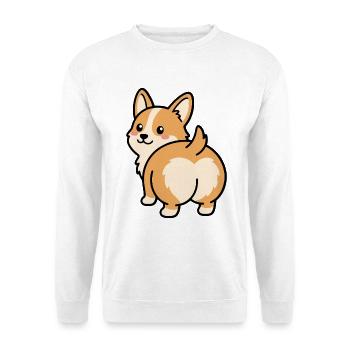 Süßer Corgi-Po Kawaii Fluffy Dog Heart Po Geschenk - Unisex Pullover - Weiß - Vorne - Alina (178cm) & Michal (187cm)